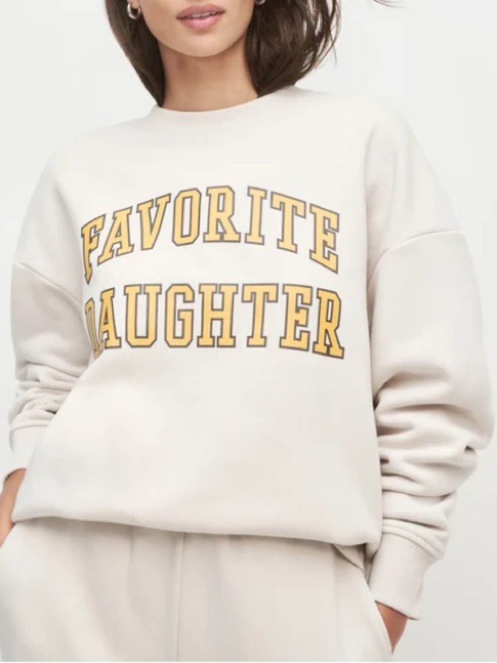 Favorite Daughter Oversized Cream & Yellow Crewneck Sweatshirt Size Small